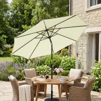 Outsunny 10' x 8' Round Market Umbrella, Patio Umbrella with Crank Handle and Tilt, Outdoor Parasol for Garden, Beige(m-1)