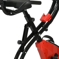 Soozier 3 in 1 Folding Exercise Bike, Foldable Stationary Bike with 8-Level Magnetic Resistance, Adjustable Seat, Red(m-12)