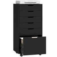 HOMCOM File Cabinet on Wheels Mobile Printer Stand with 6 Drawers for Home Office Black(m-13)