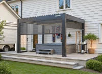 FlexPatio POWER+ PRO Gen 2 Motorized Pergola with Adjustable Louvers, 10' x 13', Gray, 6063-T5 Aluminum(m-4)