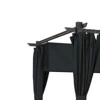 Outsunny 10' x 13' Pergola with Retractable Canopy and Curtains, UPF30+ Sun Shade Shelter for Grill, Garden, Backyard, Deck(m-13)