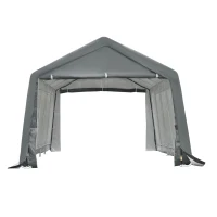Outsunny 12' x 20' Carport Portable Garage, Heavy Duty Storage Tent, Patio Storage Shelter w/ Anti-UV PE Cover, Gray(m-16)