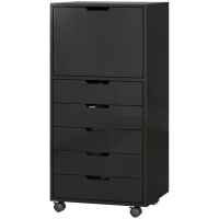 HOMCOM File Cabinet on Wheels Mobile Printer Stand with 5 Drawers for Home Office Black(m-2)