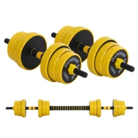 Soozier Dumbbell & Barbell Adjustable Set 44lbs Plate Bar Clamp Rod for Strength Training, Full Body Workout, Muscle Building Men Women Home Gym Sports Area Exercise Ergonomic(m-11)