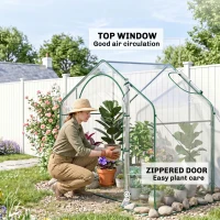 Outsunny 6' x 3' x 5' Portable Walk-in Greenhouse, Plastic Cover, Steel Frame Garden Hot House, Zipper Door, Top Vent for Flowers, Vegetables, Saplings, Tropical Plants, Clear(m-5)