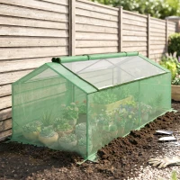 Outsunny Mini Greenhouse, Portable Garden Green House with Zipper Windows, PE Cover for Outdoor, Indoor, 71" x 36" x 28", Green(m-8)
