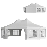 Outsunny 21' x 29' Wedding Event Party Tent High Peak Decagonal Outdoor Gazebo Canopy with Removable Walls White(m-2)