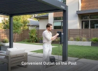 FlexPatio POWER+ PRO Gen 2 Motorized Pergola with Adjustable Louvers, 10' x 13', Gray, 6063-T5 Aluminum(m-5)