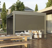 Flexpatio Motorized Roller Shades - Tough Mesh Weave, 8% Openness Factor, Gray, 10' Side, Aluminum Track(m-10)