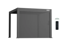 Flexpatio Motorized Roller Shades - Tough Mesh Weave, 8% Openness Factor, Gray, 10' Side, Aluminum Track(m-2)