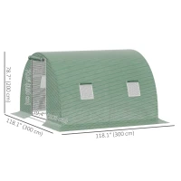 Outsunny Walk-In Tunnel Greenhouse, Plant Hot House with 4 Windows and Zipper Door, 10' x 10' x 7' , Green(m-3)