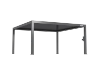 FlexPatio POWER+ PRO Gen 2 Motorized Pergola 16' x 16' Gray — 6063-T5 Aluminum Louvered Roof with LED and IP68 Outlets(m-2)
