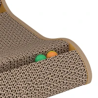 PawHut 2PCS Cat Scratching Board L Shape Cat Scratcher Cat Scratching Pad with 3 Toy Balls, Catnip(m-9)