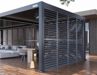 Flexpatio Privacy Shutter Walls Adjustable All-Aluminum Shutters for Pergola - 13' Side Gray, 0–180° Light and Airflow Control(m-9)