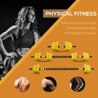 Soozier Dumbbell & Barbell Adjustable Set 44lbs Plate Bar Clamp Rod for Strength Training, Full Body Workout, Muscle Building Men Women Home Gym Sports Area Exercise Ergonomic(m-4)