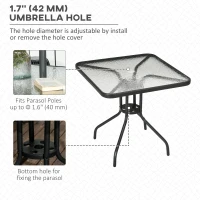 Outsunny Square Patio Dining Table with Umbrella Hole Tempered Glass Top Outdoor Dining Table for Garden Balcony Black(m-4)
