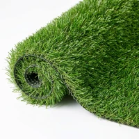 Outsunny Artificial Grass 10' x 3' (30 Square Feet), Fake Grass Turf with UV Protection, Drain Holes for Rain, Green(m-12)