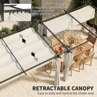 Outsunny 10' x 13' Pergola with Retractable Canopy and Curtains, UPF30+ Sun Shade Shelter for Grill, Garden, Backyard, Deck(m-4)