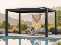 FlexPatio POWER+ PRO Gen 2 Motorized Pergola 13' x 20' (6-Post) Gray - 6063-T5 Aluminum Motorized Louvers LED IP68(m-10)