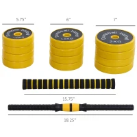 Soozier Dumbbell & Barbell Adjustable Set 44lbs Plate Bar Clamp Rod for Strength Training, Full Body Workout, Muscle Building Men Women Home Gym Sports Area Exercise Ergonomic(m-3)