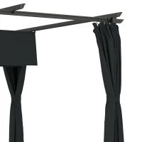 Outsunny 10' x 13' Pergola with Retractable Canopy and Curtains, UPF30+ Sun Shade Shelter for Grill, Garden, Backyard, Deck(m-14)