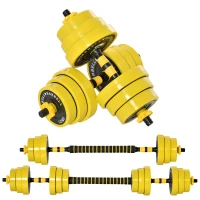 Soozier Dumbbell & Barbell Adjustable Set 44lbs Plate Bar Clamp Rod for Strength Training, Full Body Workout, Muscle Building Men Women Home Gym Sports Area Exercise Ergonomic(m-2)