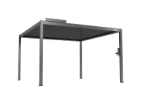 FlexPatio POWER+ Gen 2 Motorized Pergola - Motorized Louvered 6063-T5 Aluminum Patio Cover, 13'L x 13'W, Gray(m-2)
