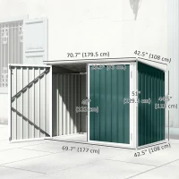 Outsunny Outdoor Steel Wheelie Trash Can, Storage Shed With Double Door & Lid Rubbish Cover for 2 Trash Cans(m-3)