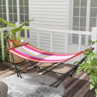 Outsunny Foldable Hammock Stand, Portable 2 in 1 Hammock Chair Stand Only with Carry Bag, Load Capacity 120kg, for Patio, Black(m-8)