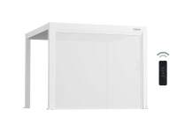 Flexpatio Motorized Roller Shades for Pergola - White Tough Mesh Weave, 10' Side Motorized Privacy Shade with Aluminum Track, 8% Openness Factor(m-2)