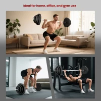 Soozier 154 lbs Barbell Weight Set, Adjustable Weights for Home Gym with 67" Barbell Bar, Strength Training Equipment(m-7)