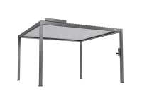 FlexPatio POWER+ Gen 2 Motorized Pergola, 13'L x 13'W Gray with White Louvers, 6063-T5 Aluminum, Motorized Louvers & LED Lighting(m-2)