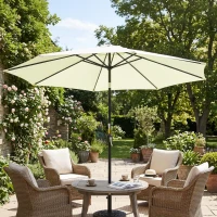 Outsunny 10' x 8' Round Market Umbrella, Patio Umbrella with Crank Handle and Tilt, Outdoor Parasol for Garden, Beige(m-8)