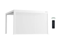 Flexpatio Motorized Roller Shades White - 13' Side Tough Mesh Weave Privacy Screen with Aluminum Track, 8% Openness, UV-Resistant Waterproof Fabric(m-2)