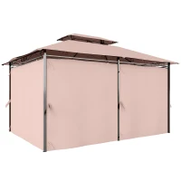 Outsunny 10' x 13' Patio Gazebo, Outdoor Gazebo Canopy Shelter with Curtains, Vented Roof, Steel Frame for Garden, Lawn, Backyard and Deck, Khaki(m-10)