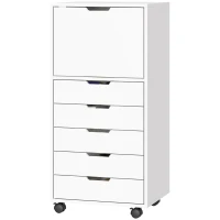 HOMCOM File Cabinet on Wheels Mobile Printer Stand with 5 Drawers for Home Office White(m-2)