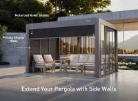 FlexPatio POWER+ PRO Gen 2 Motorized Pergola 13' x 20' (6-Post) Gray - 6063-T5 Aluminum Motorized Louvers LED IP68(m-9)