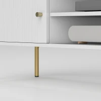 HOMCOM TV Stand for TVs up to 65", Entertainment Center with 2 Open Shelves, 2 Cabinets and Steel Legs for Living Room, White(m-10)