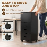 HOMCOM File Cabinet on Wheels Mobile Printer Stand with 5 Drawers for Home Office Black(m-5)