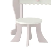 Qaba Kids Vanity Set, Kids Makeup Vanity Table and Chair with Triple Mirrors, 5 Pcs Accessories and Drawer for Girls 3+, Pink(m-10)
