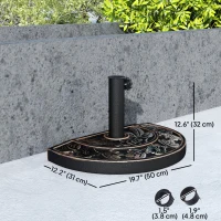 Outsunny 20 lbs Resin Half Round Patio Umbrella Base 20" Outdoor Decorative Parasol Stand Holder For Φ1.5", Φ1.9" Pole, Bronze(m-3)