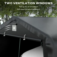 Outsunny Carport 12' x 20' Portable Garage, Heavy Duty Car Port Canopy with Ventilation Windows and Large Roll-up Door, Black(m-7)