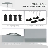 Outsunny 10' x 10' Pop Up Gazebo, Foldable Canopy Tent with Carrying Bag with Wheels, 4 Leg Weight Bags, Mesh Sidewalls and 3-Level Adjustable Height for Garden Patio Party, Grey(m-7)