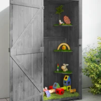 Outsunny 30" x 21" x 71" Garden Storage Shed, Sheds & Outdoor Storage Outdoor Workshop Yard Tool Utility Storage House Water-resistant All-weather Cover Spire Roof with 3 Tiers Shelves Grey(m-10)
