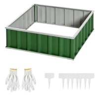 Outsunny 3' x 3' x 1' Raised Garden Bed, Galvanized Metal Planter Box for Vegetables Flowers Herbs, Green(m-11)