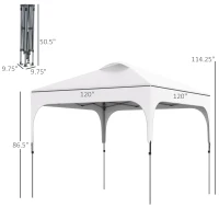 Outsunny 10' x 10' Pop Up Canopy Tent with Wheeled Carry Bag and 4 Sandbags, Instant Sun Shelter, Tents for Parties, Height Adjustable, for Outdoor, Garden, Patio, White(m-3)