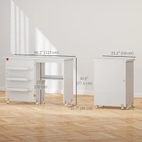 HOMCOM Sewing Machine Cabinet, Folding Sewing Table with Storage Shelf, Bins and Lockable Wheels for Small Space, White(m-3)