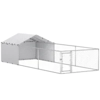 PawHut Galvanized Steel Dog Kennel Outdoor with Waterproof & UV-Resistant Cover for Large Dogs, 19.7' x 7.5' x 4.9'(m-9)