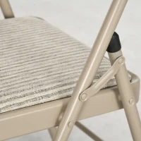 HOMCOM Set of 4 Metal Foldable Chairs, Linen Fabric Padded Folding Chairs with Cushion Seat and Open Back for Indoor, Beige(m-9)