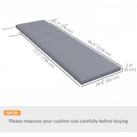 Outsunny Patio Chaise Lounge Chair Cushion Replacement Sun Lounger Pads with Headrest and Ties, Dark Grey(m-3)